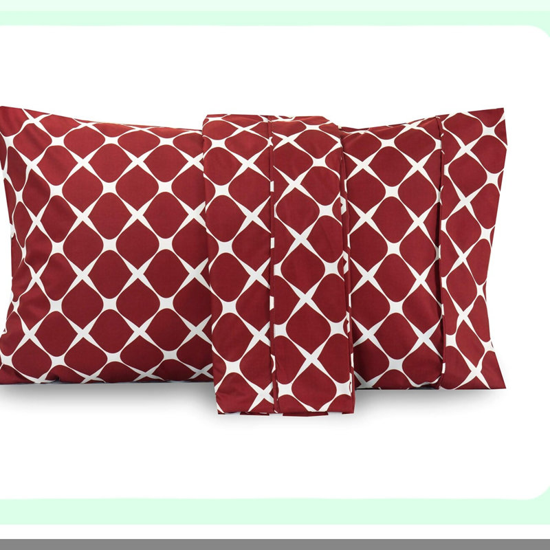 Luxury Bloom Pillowcase Set - 1500 Thread Count, Super Soft & Wrinkle Resistant, Easy Slip-On Design - Queen Size, Burgundy Color - 2-Piece Set