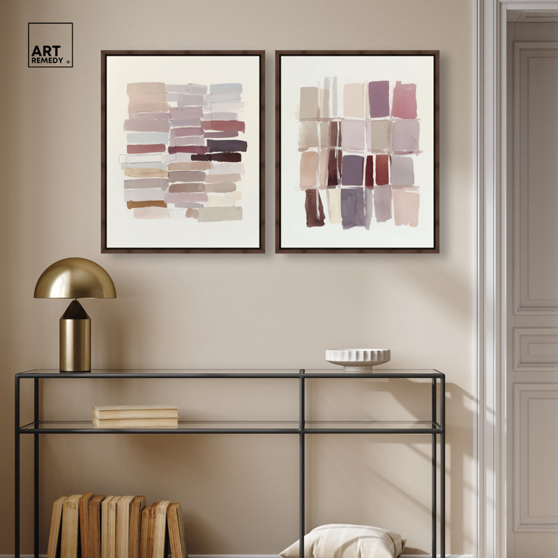 «Tonal Gridwork Duo», reproduction d'art sur toile encadrée par Art Remedy, cadre en noyer, 20 x 24, H 25 po x l 21 po