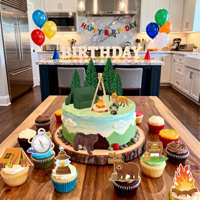 Décoration de gâteau campeur, ensemble de 25 pièces de gâteau de camping