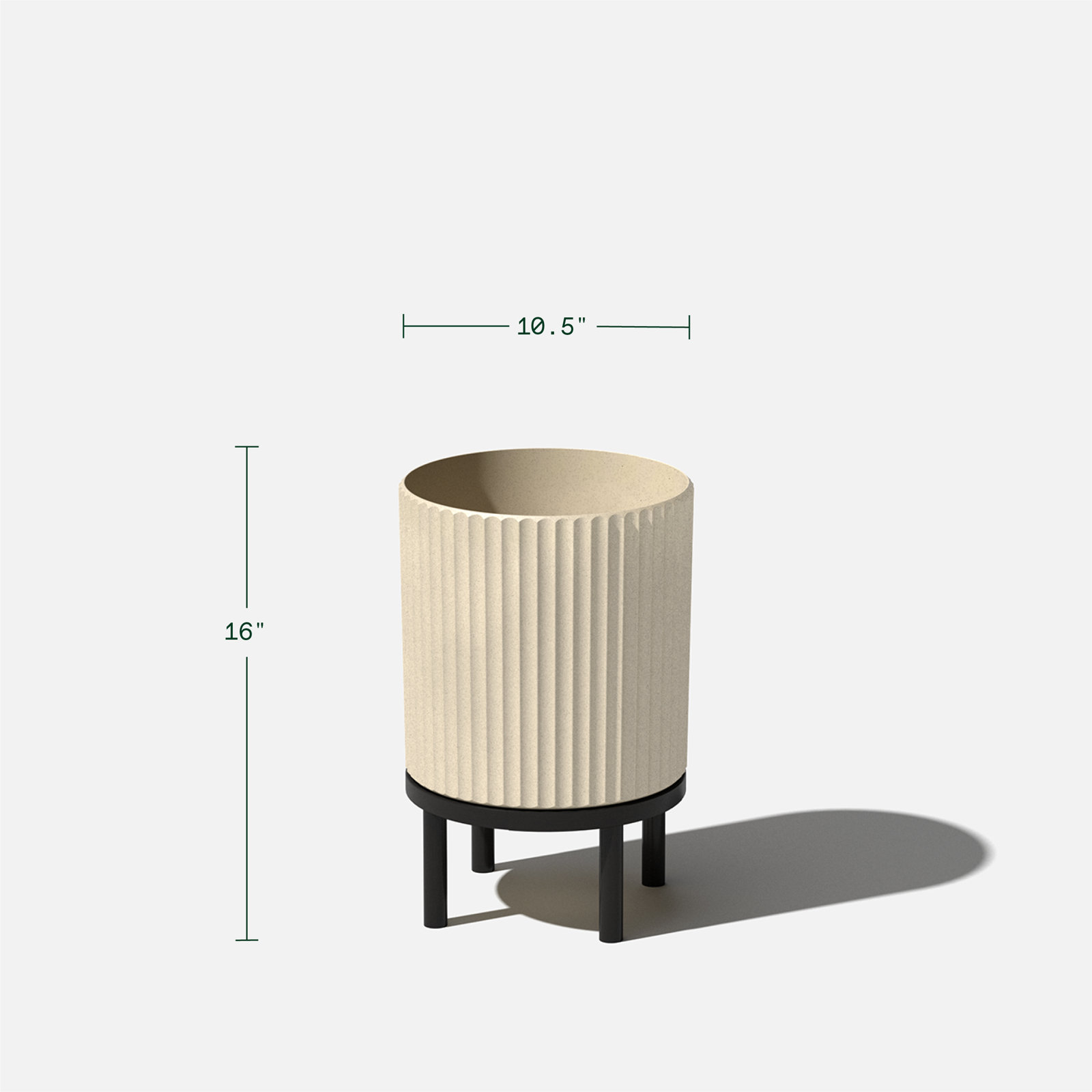 Demi Series Planter with Stand, 2, Sand/Black, 16" H x 10.5" W x 10.5" D