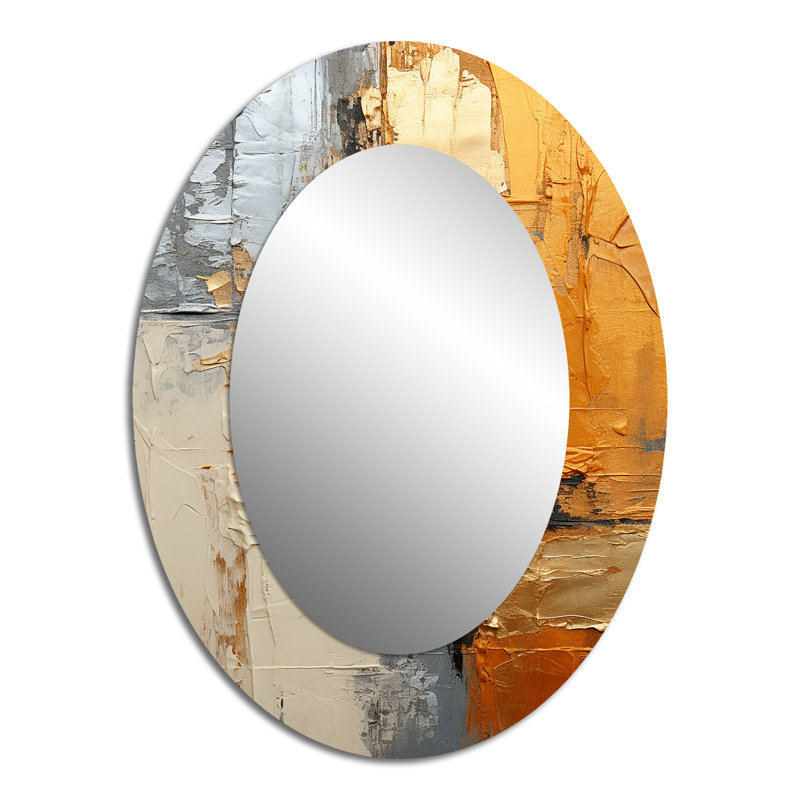 Miroir mural ovale sur métal doré, 40 po x 30 po