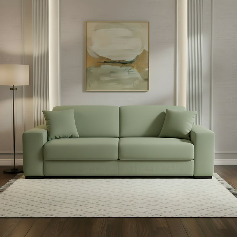 Mo 88" Italian Stain and Abrasion Resistant Performance Fabric Queen Square Arm Sleeper Sofa Bed