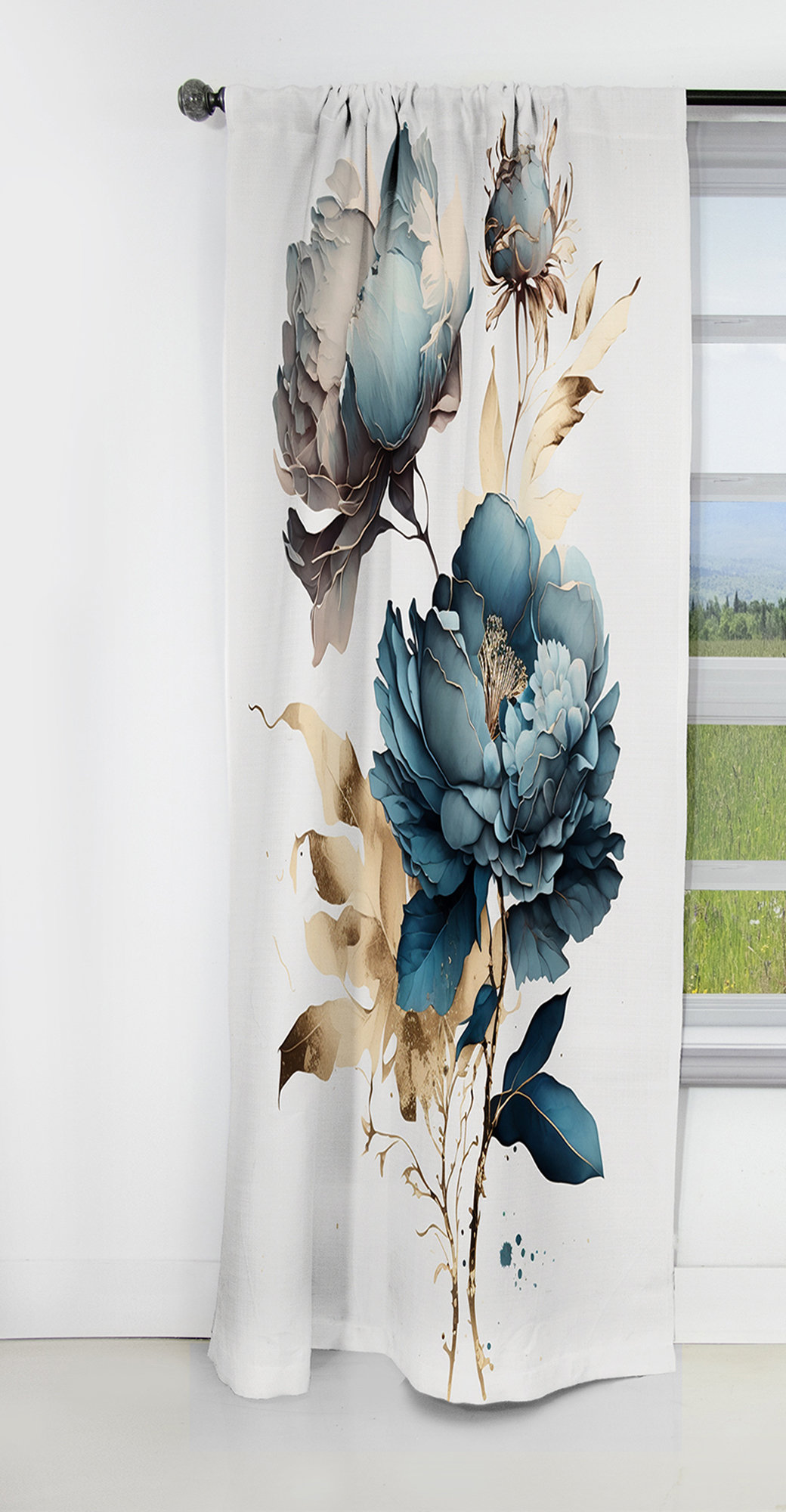 Hokku Designs Arezzini - Peonies Curtain - Blackout Floral Curtain - 1 ...