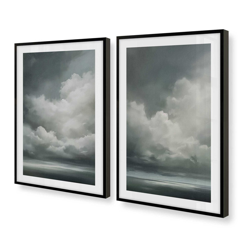 Ensemble de 2 estampes Sombre Skydance, Noir satiné, H 37 po x l 50 po