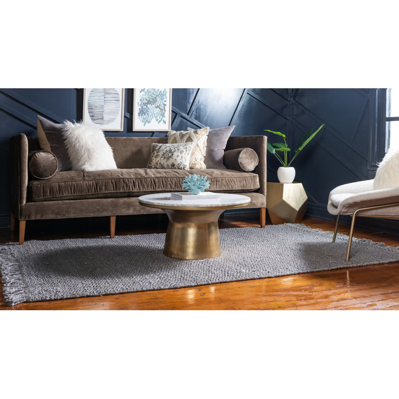 Gelman Hand-Knotted Area Rug, Rectangle 6'1" x 9', Gray