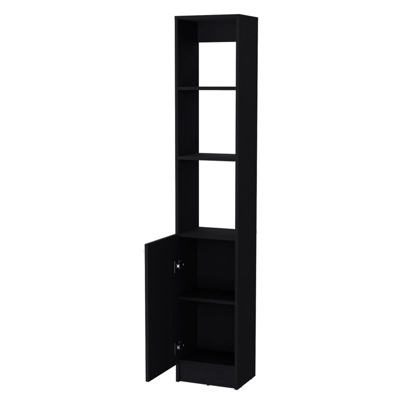 Wenge Linen Cabinet With 1-Door, Black