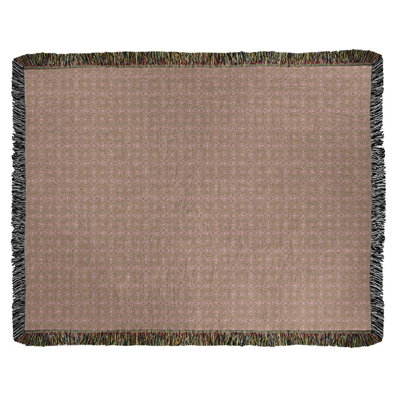 Couverture en coton tissé Katelyn Elizabeth, l 50 po x L 60 po, Brun / rose