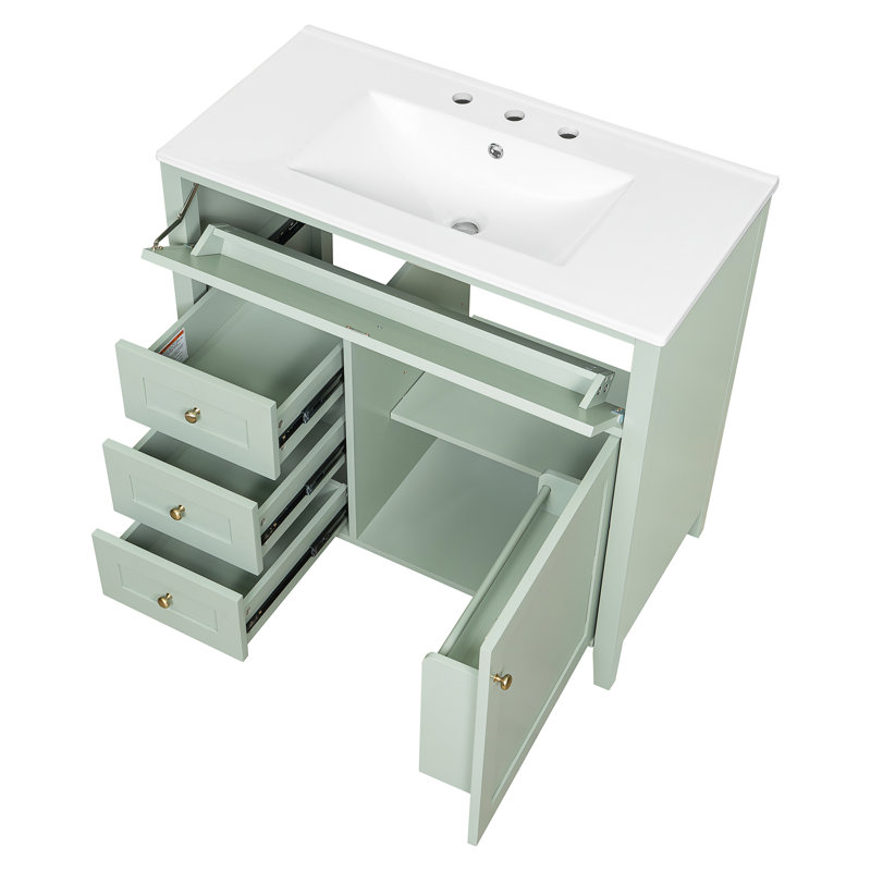 36-Inch Green Bathroom Vanity With Sink, Green