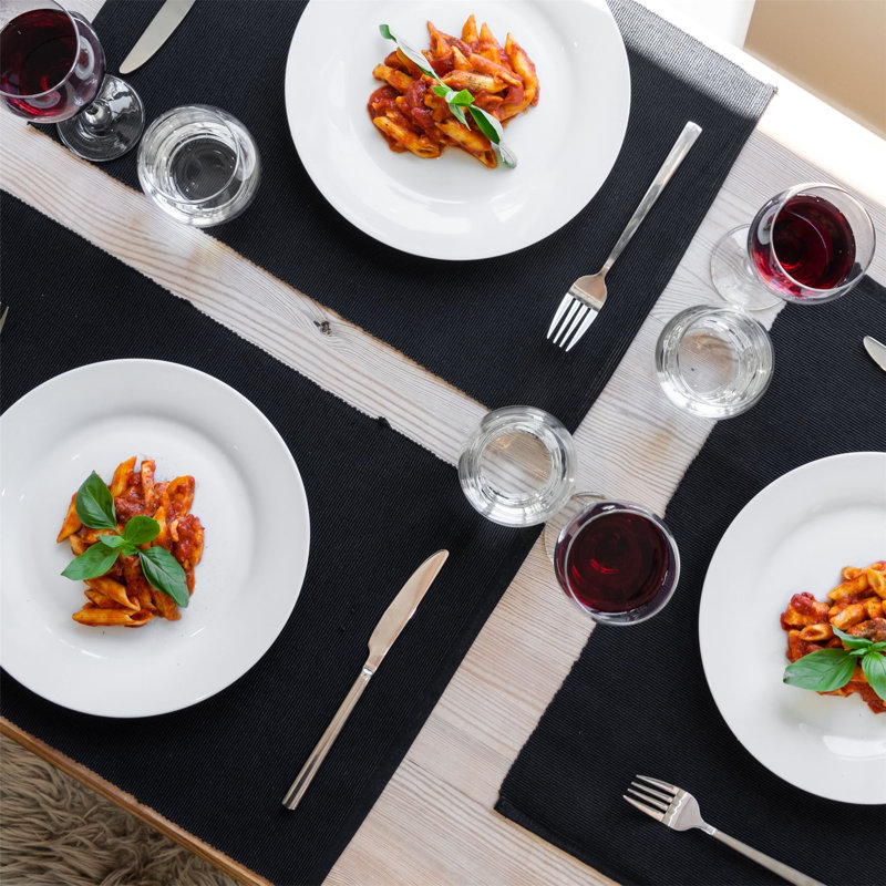 Nicola Spring - Ribbed Cotton Placemats - 48 x 33cm, Black
