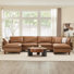 Solena 161.4" W 6-Piece Genuine Leather Modular Sectional With Base