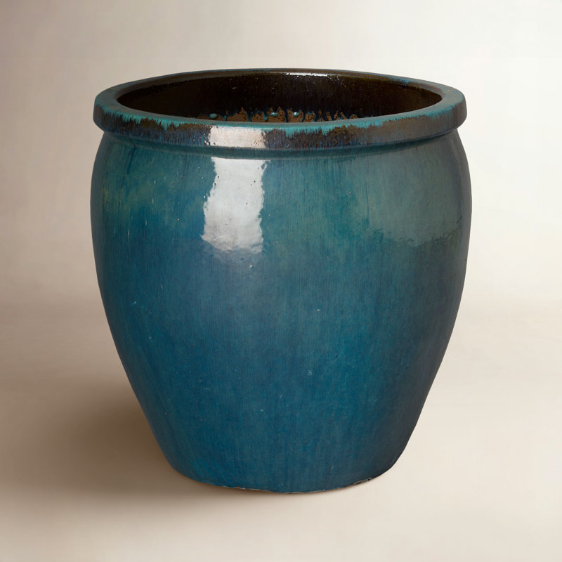 Kenedy Handmade Ceramic Planter, Teal, 19" H x 19" W x 19" D