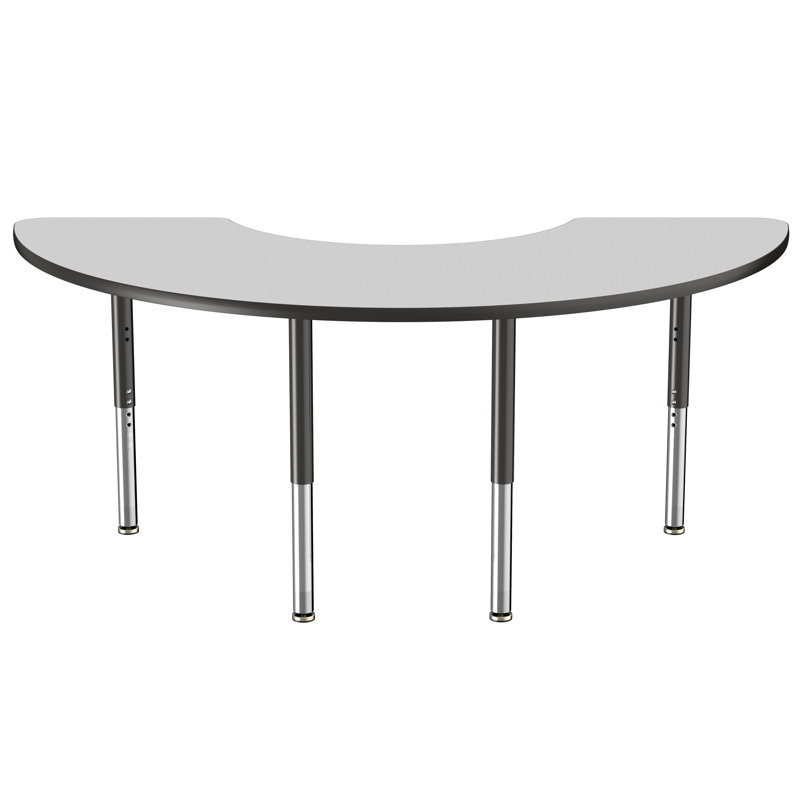Table d'activité demi-lune 36 "x 72" avec pieds réglables, Gris / noir, Super