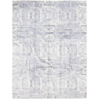 Tapis à main contemporain noué la à la main en laine de couleur tapis, multi, 9 x 12