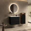 Meuble-lavabo suspendu Gloria 24 po, fini noir doux et noyer, avec lavabo en céramique intégré et trop-plein, grand meuble-lavabo suspendu pour salle de bain moderne, à assembler soi-même