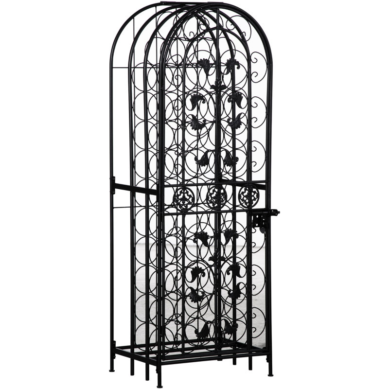 45 Bottle Wrought Iron Wine Rack Jail With Lock
