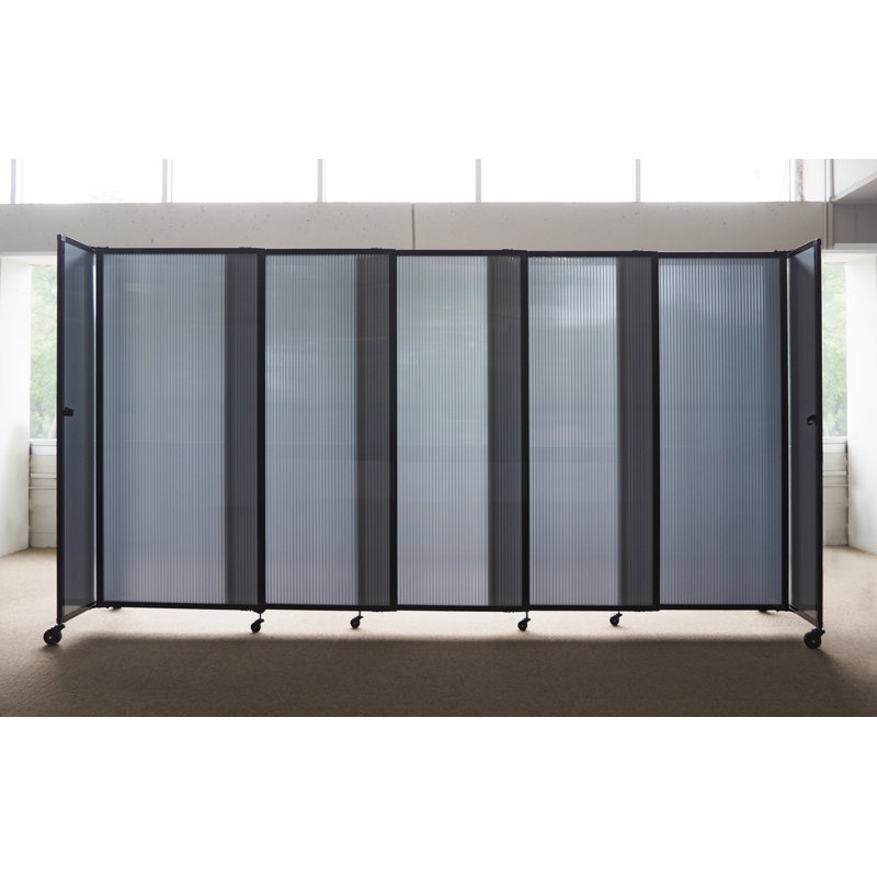 Cloison coulissante 5 pi, H 90 po x l 237 po x P 33 po, Bleu clair / noir