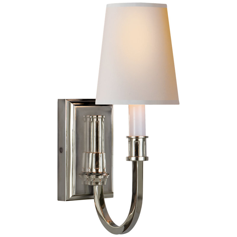 Thomas O'Brien Modern Library Sconce, Polished Nickel, Fabric