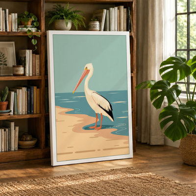 Pelican at Rest Coastal - Wrapped Canvas