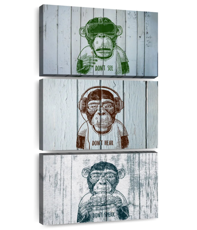 Milennial Wise Monkeys, H 62 po x l 30 po