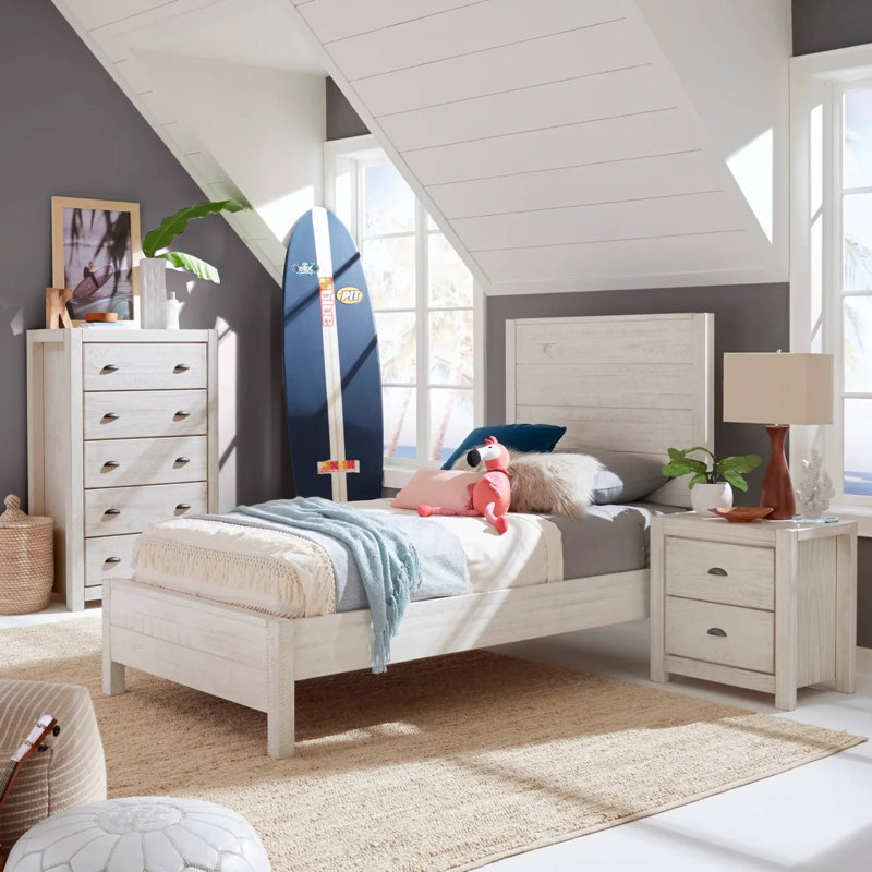 Montauk Bedroom Set (5-Piece), Rustic Off-White, Twin