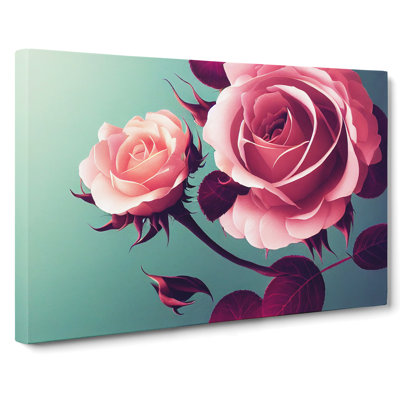 Magical Rose Flowers - Wrapped Canvas