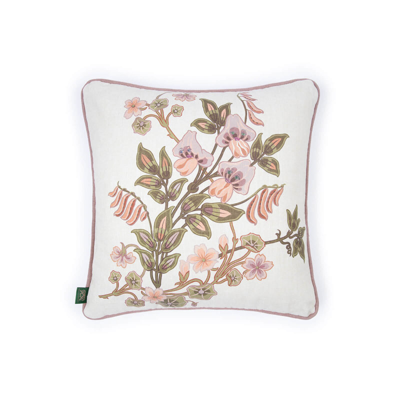Hemp Throw Square Pillow Cover & Insert, Ecru The Dancing Orchids