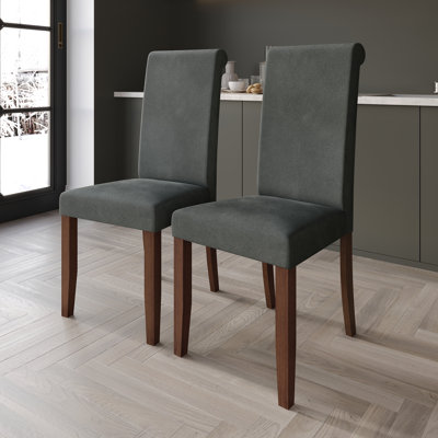 Brown Wooden Dining Chair With Velvet Cover