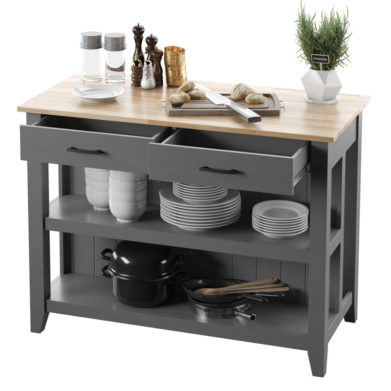 Spence Wood Kitchen Island, Antique Gray