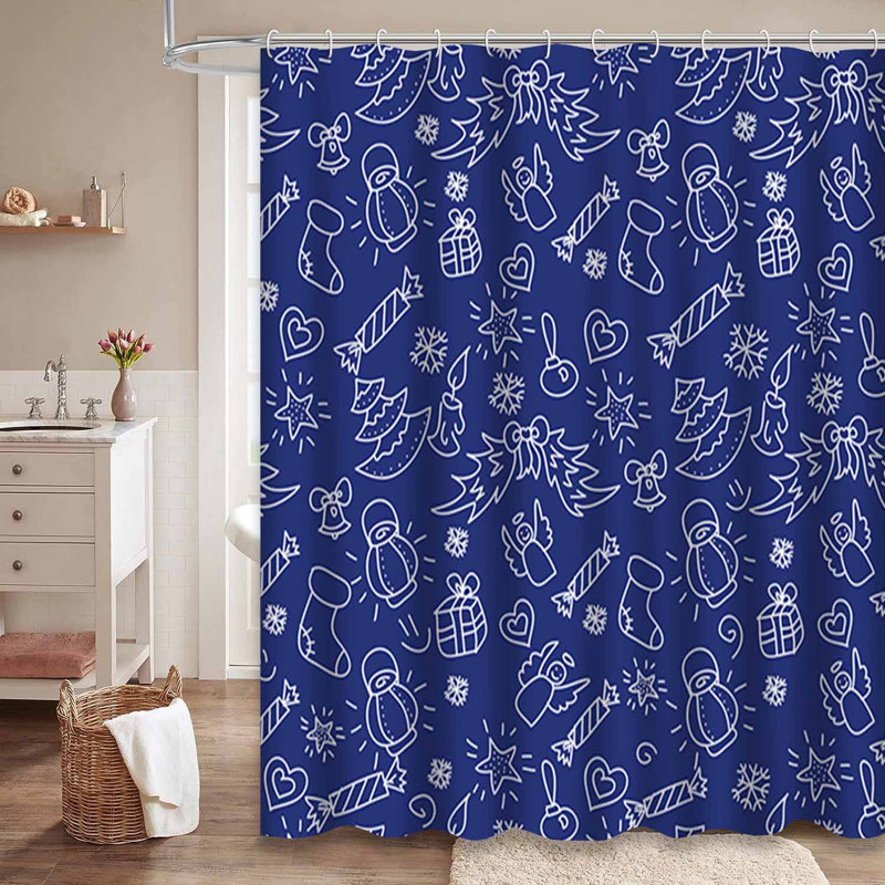 Rideau de douche blanc imperméable, rideaux de douche pour la salle de bain avec 12 crochets, 72" L x 84" W