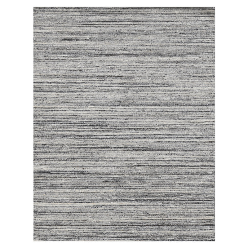 Tapis gris en laine tissé à plat à la main Heaven, Rectangle 12 pi x 15 pi