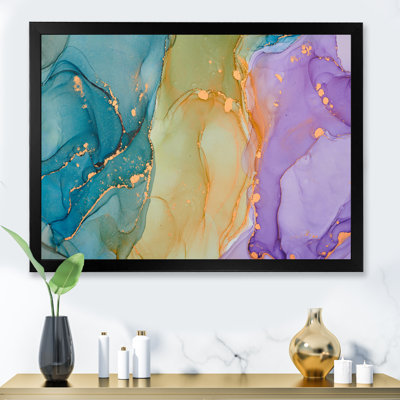 Art liquide bleu et mauve - reproduction sur toile