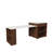 80-inch Expandable Kitchen Island with Dining Table, Marble-Grain Countertop with Power Outlet, Mobile Storage Cart with Cabinet & 2 Drawers, Walnut Finish Kitchen Prep Table