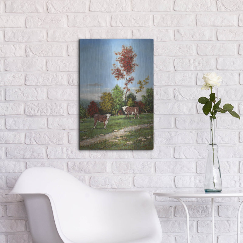 Art mural en métal luxueux «Cowsiness Color» par Michael Fratrich, 16 po x 24 po, H 24 po x l 16 po