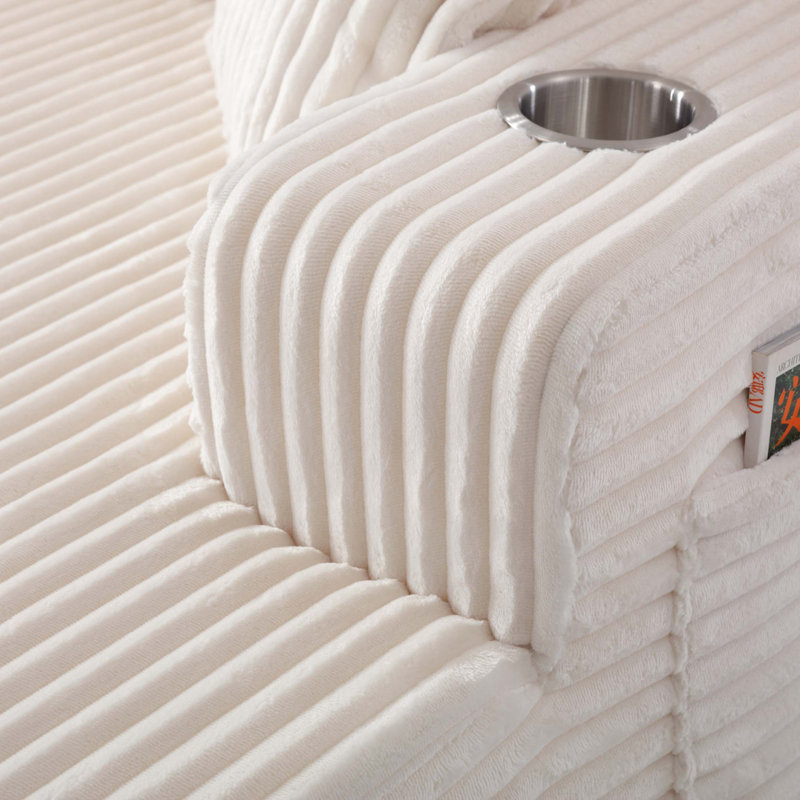 Canapé double surdimensionné de 83 po avec assise profonde et coussins de 83 po, Tissu blanc