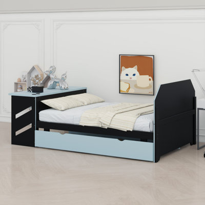 Wood Daybed With Trundle,Desk And USB