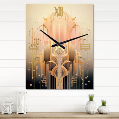 Art Nouveau, géométrie rose I - très grandes horloges murales géométriques modernes