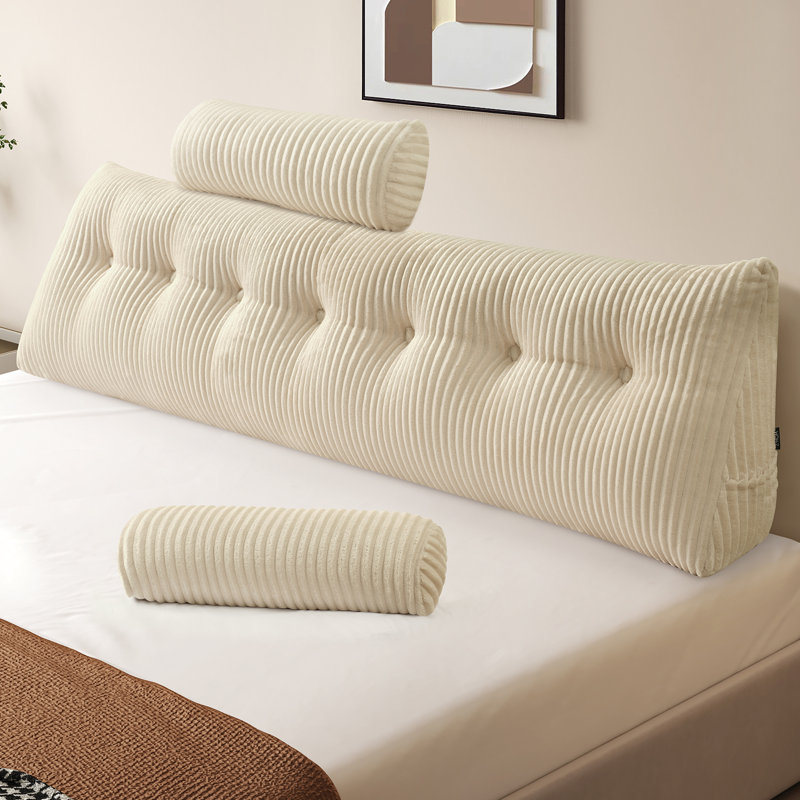 Comfort Wedge Pillow Headboard,  Soft King Triangular Pillow, Reading Pillow, Backrest Cushion Headboard Gap Pillow For Back, Cream