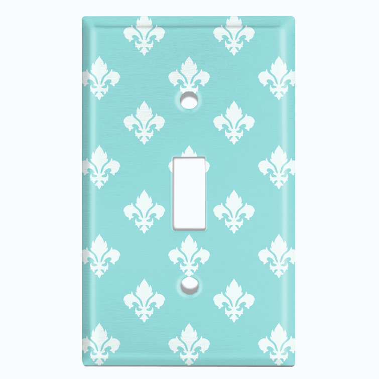 WorldAcc Metal Light Switch Plate Outlet Cover (Fleur De Lis Teal ...