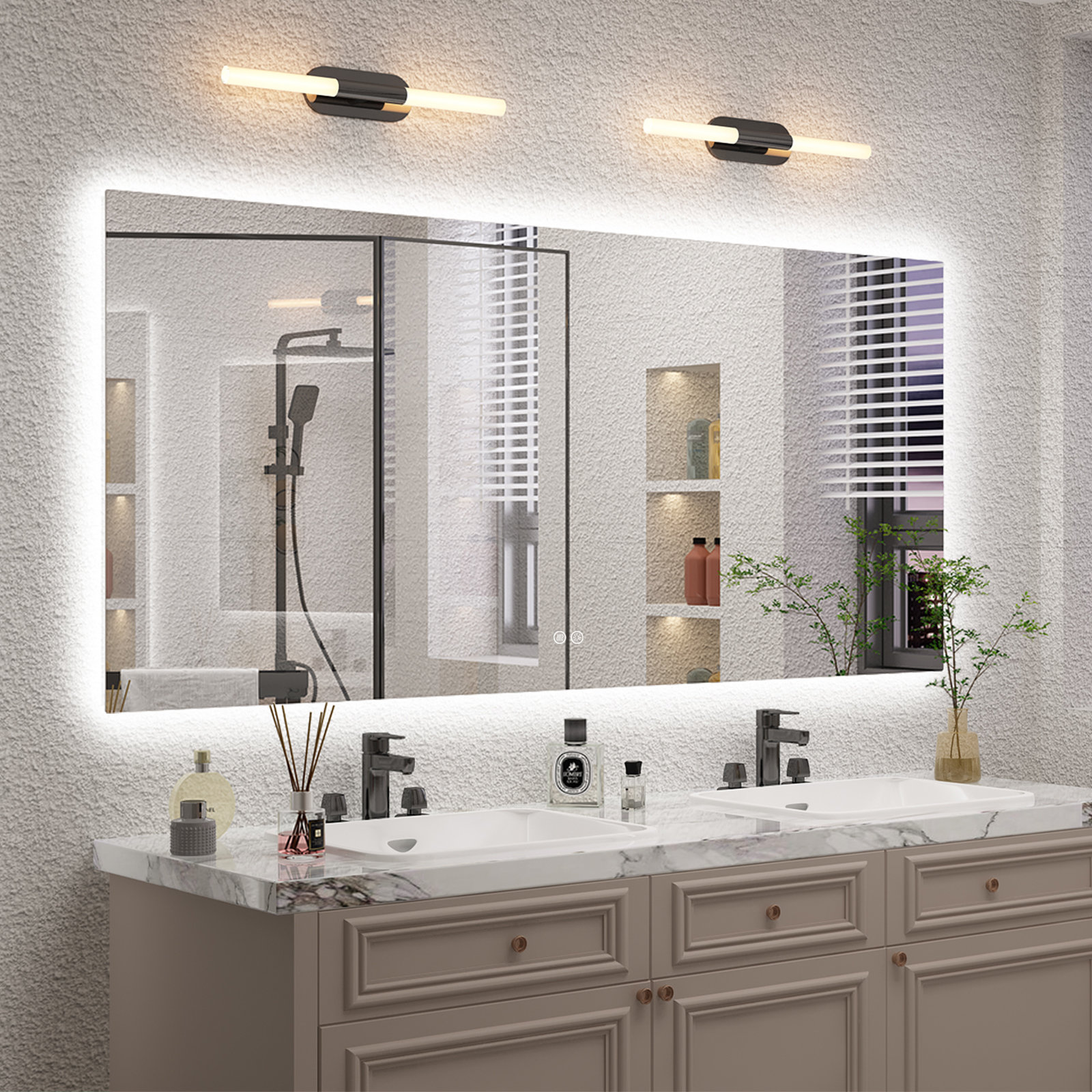 Orren Ellis Aevar Simple & Modern Back LED Lighted Anti-Fog Bathroom ...