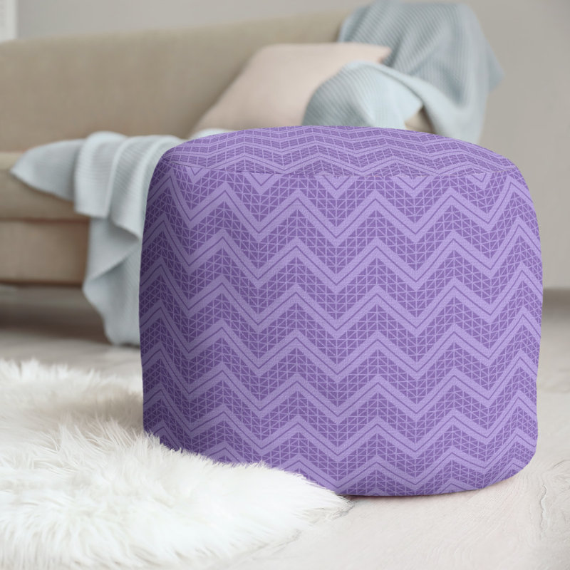 repose-pieds à motif à chevrons à la main classic, Mauve / Gris