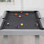 Ensemble de salle à manger pour table de billard intérieur / extérieur 6 places avec accessoires, finition ciment-329803953