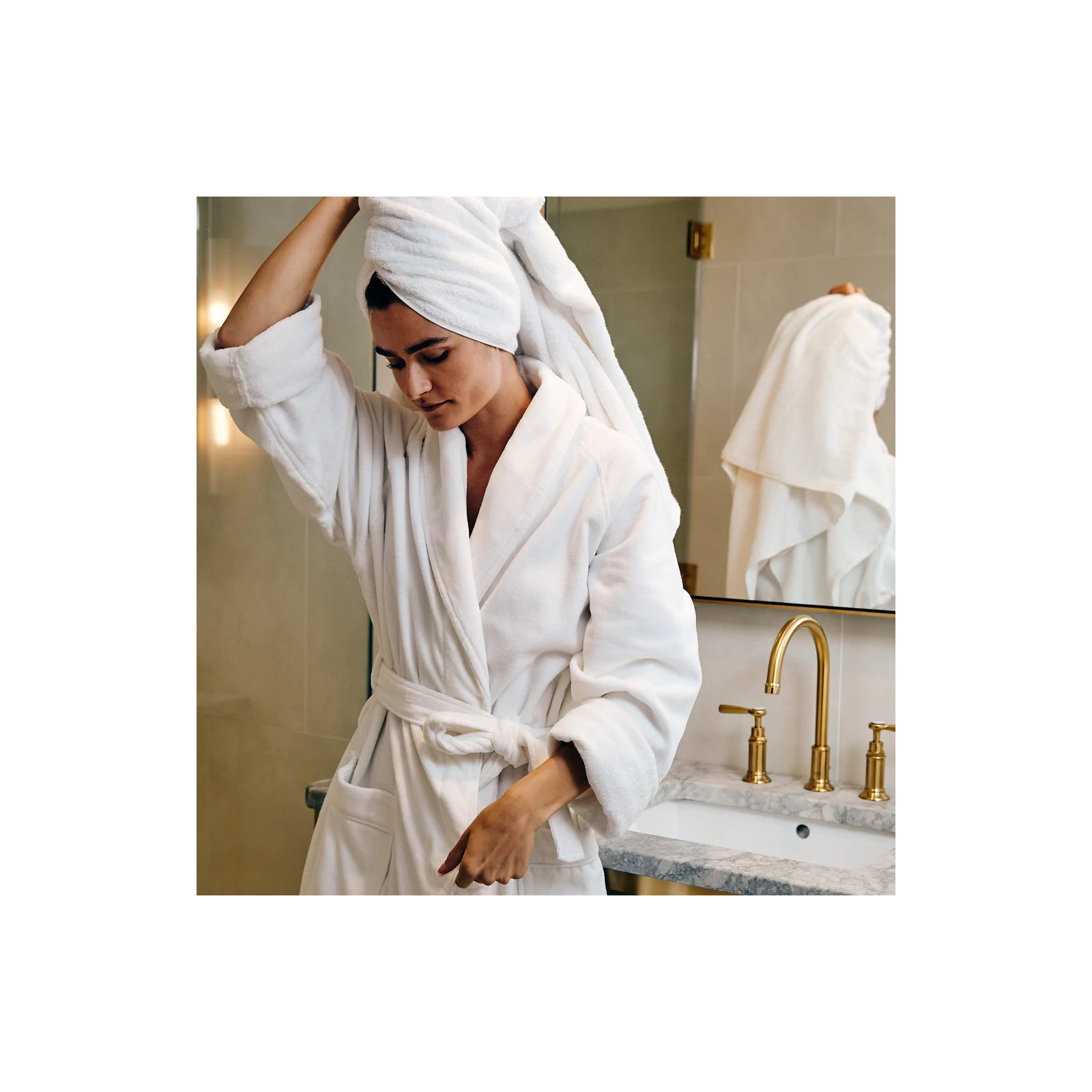 Shawl Collar Bathrobe with Piping, S