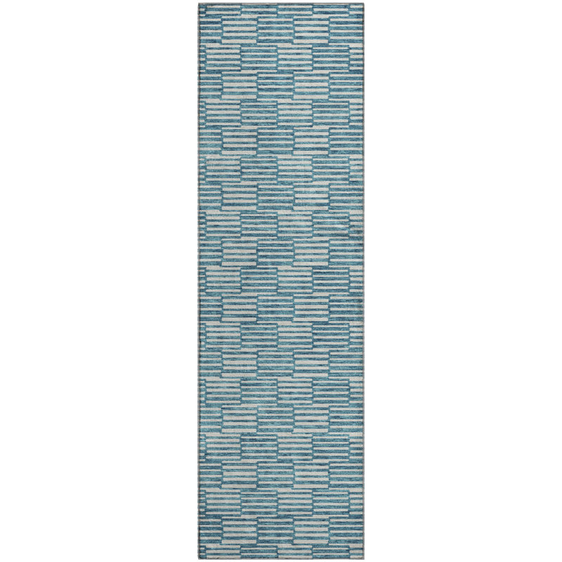 Premium Machine Washable Prisco Teal Rug, Runner 2'3" x 7'6"