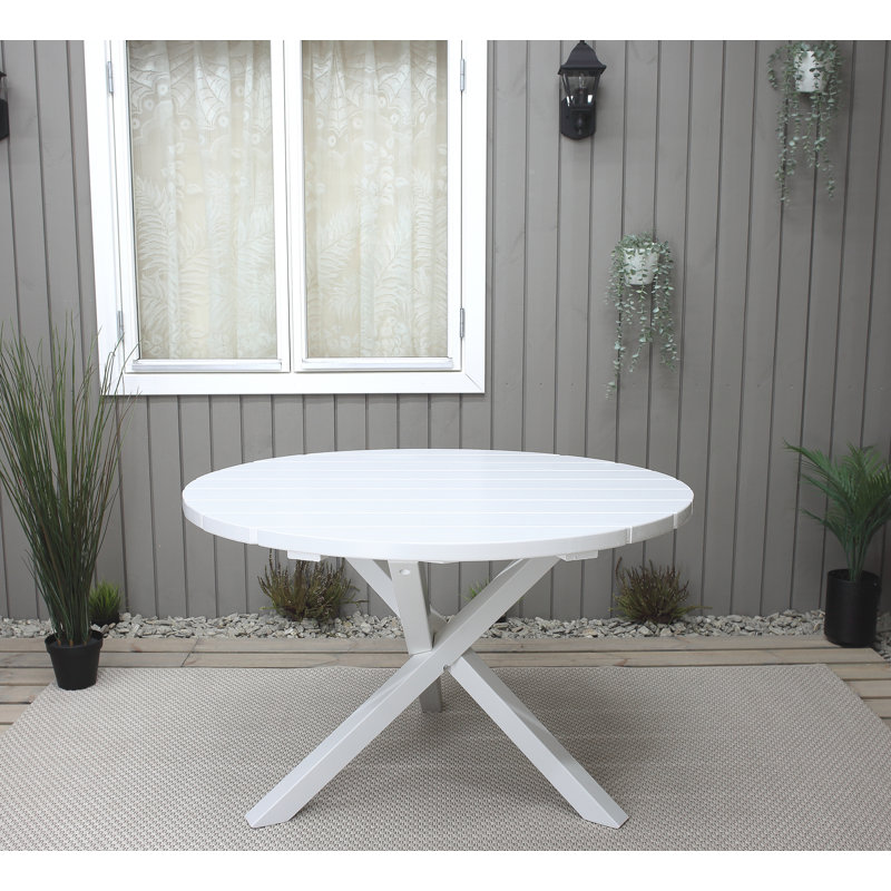 Edgerton Round Pine Outdoor Dining Table , 284.48cm cm W 284.48cm cm D, White