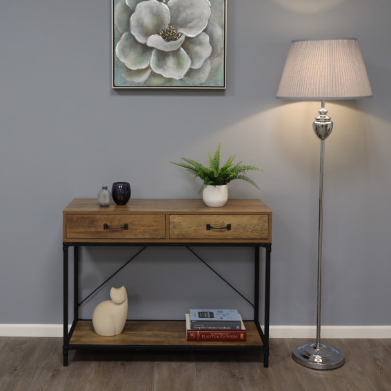 Adalynd 150cm Traditional Floor Lamp, Polished Chrome, Grey