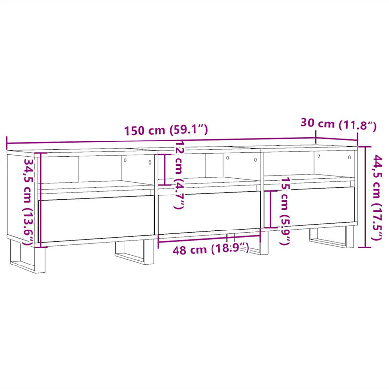 Mevlude TV Stand for TVs up to 65", Old Wood
