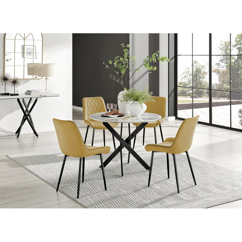 Eubanks 4 - Person Dining Set, Mustard/Black