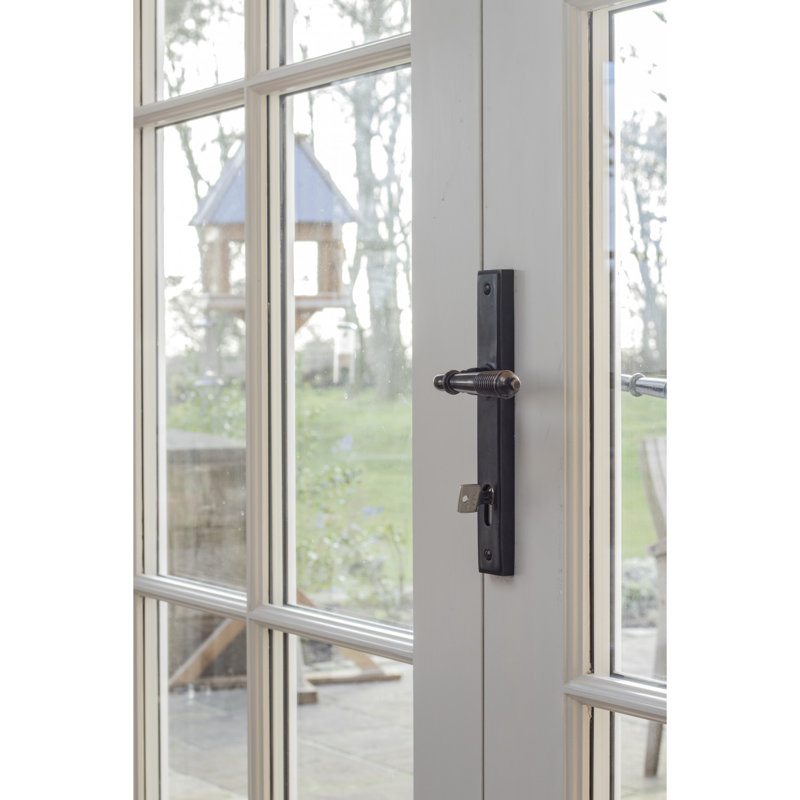 Reeded Lock Door Handle Kit, Aged Bronze