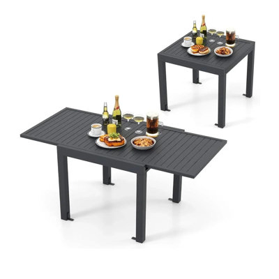 Table de salle à manger extensible pour 4-6 personnes, table de salle à manger d'extérieur en aluminium 31,5-63 pour porche de jardin, terrasse