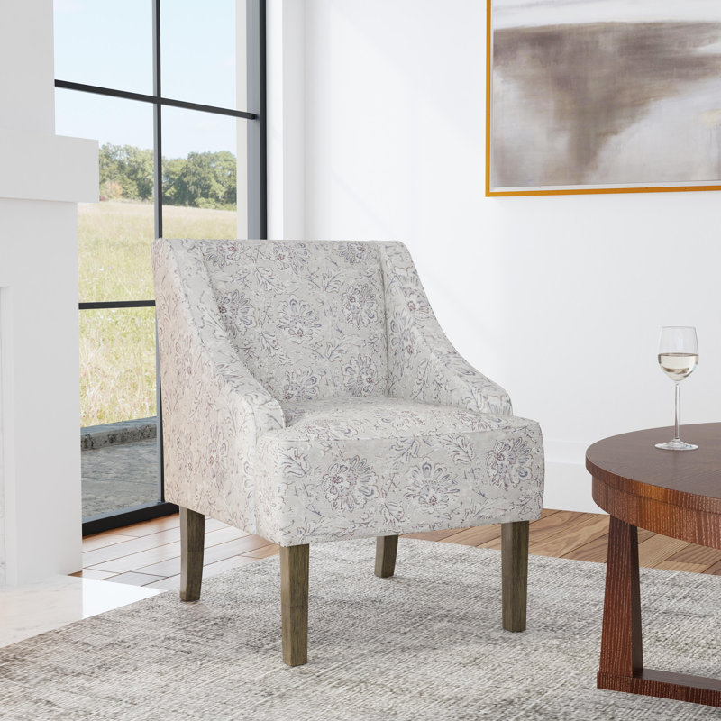 Adona Accent Chair, Linen Artistic Floral Print 100% Polyester